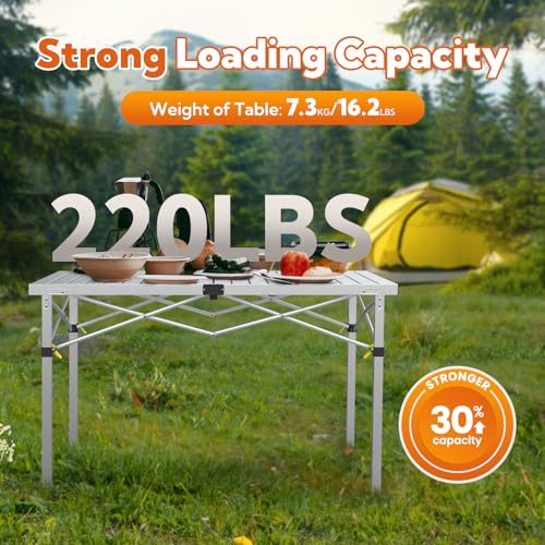 Natural Aluminum Roll-Up Camping Table with Carry Bag R390365