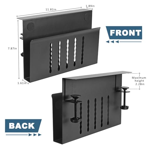 Black Clamp On Under Desk Laptop Holder with Magnetic Pen Holder A96706