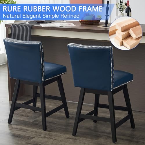 White Upholstered Swivel Bar Stools Set of 2 V321