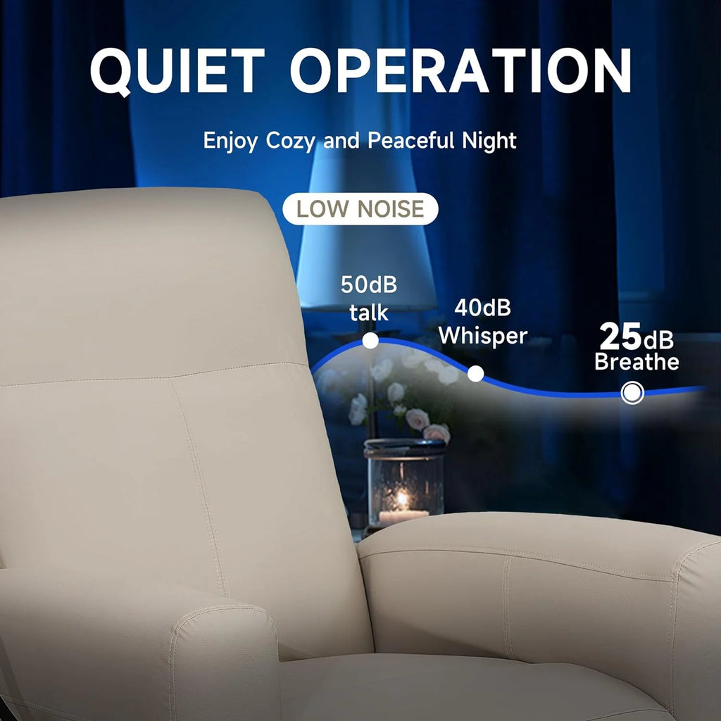 Creamy White Swivel Rocking Power Recliner Chair with USB Port W8282