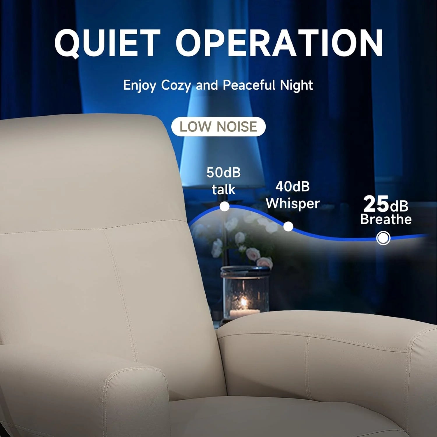Creamy White Swivel Rocking Power Recliner Chair with USB Port W8282