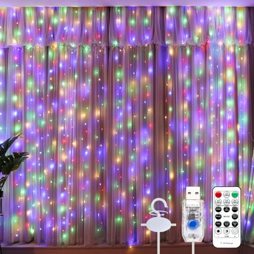 19.6ft x 9.8ft Warm White Curtain String Light Q3334