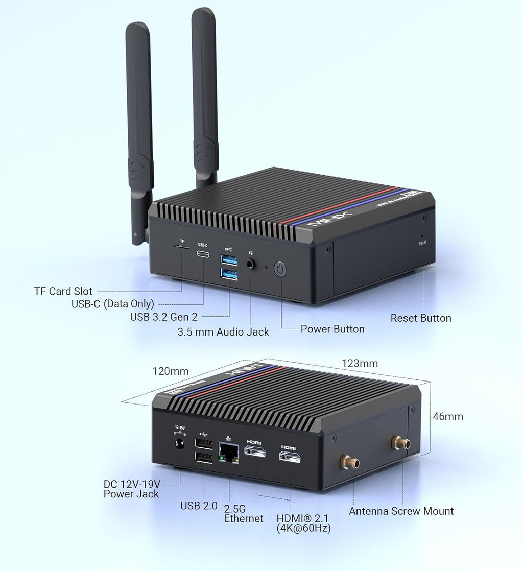 Fanless Mini PC, Intel 12th Gen N100, 16GB DDR4, 512GB SSD, Windows 11 Pro T29769