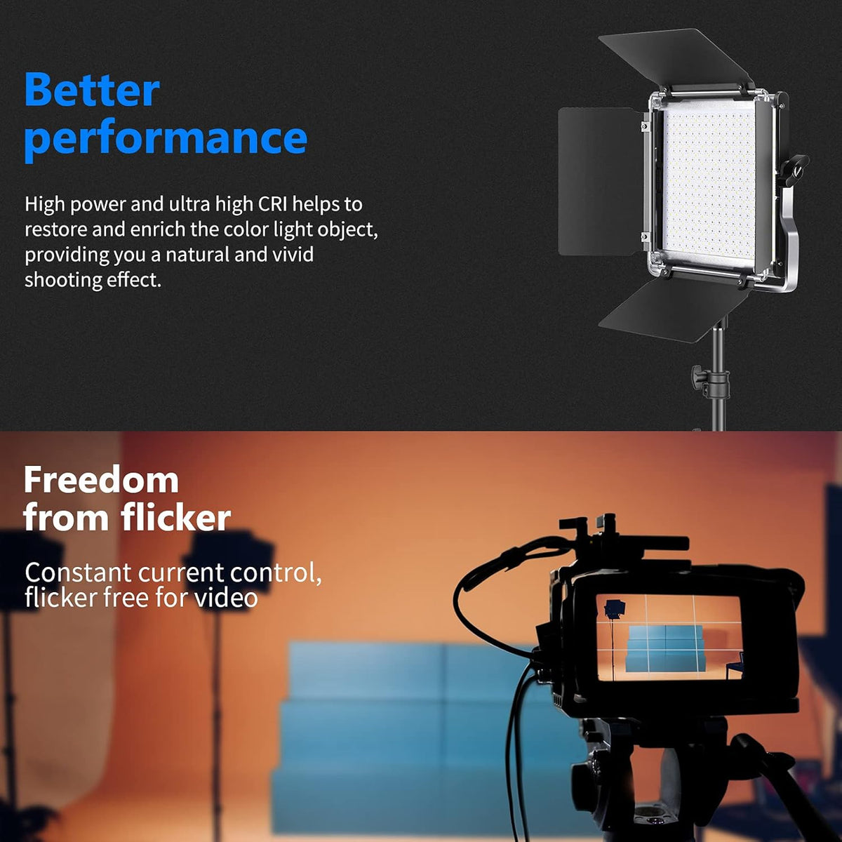 2-Pack Dimmable RGB LED Video Light Kit with Stands and Bag O60848