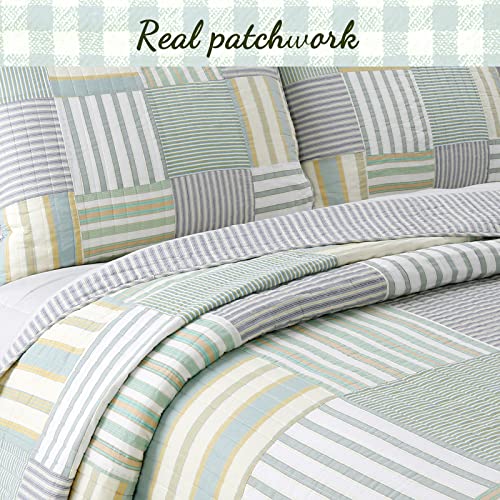 100% Cotton Reversible Patchwork Quilt Bedding Set Queen-3 Piece D640