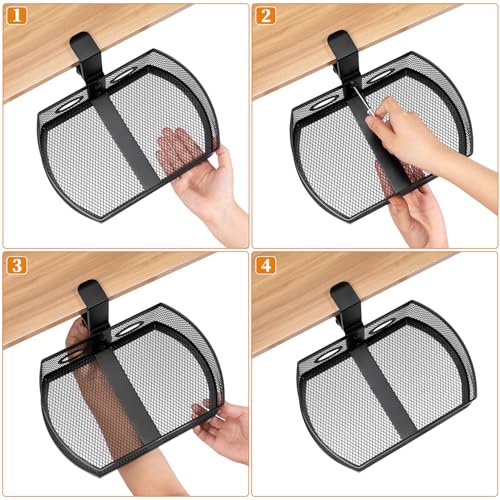 Square-Black Alloy Steel Under Desk Drawer Organizer O32841
