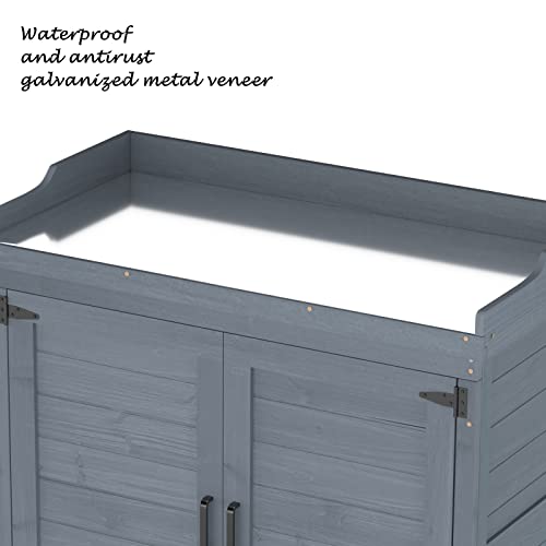 Natural Wooden Storage Cabinet with Potting Bench Z6868