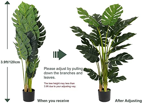 Artificial Monstera Deliciosa Plant 4ft Tall 15 Decorative Split Leaves Faux Swiss Cheese Plant N806