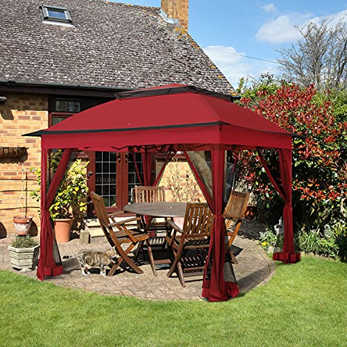 Beige 11x11 Pop Up Gazebo Tent with Mosquito Netting W22212