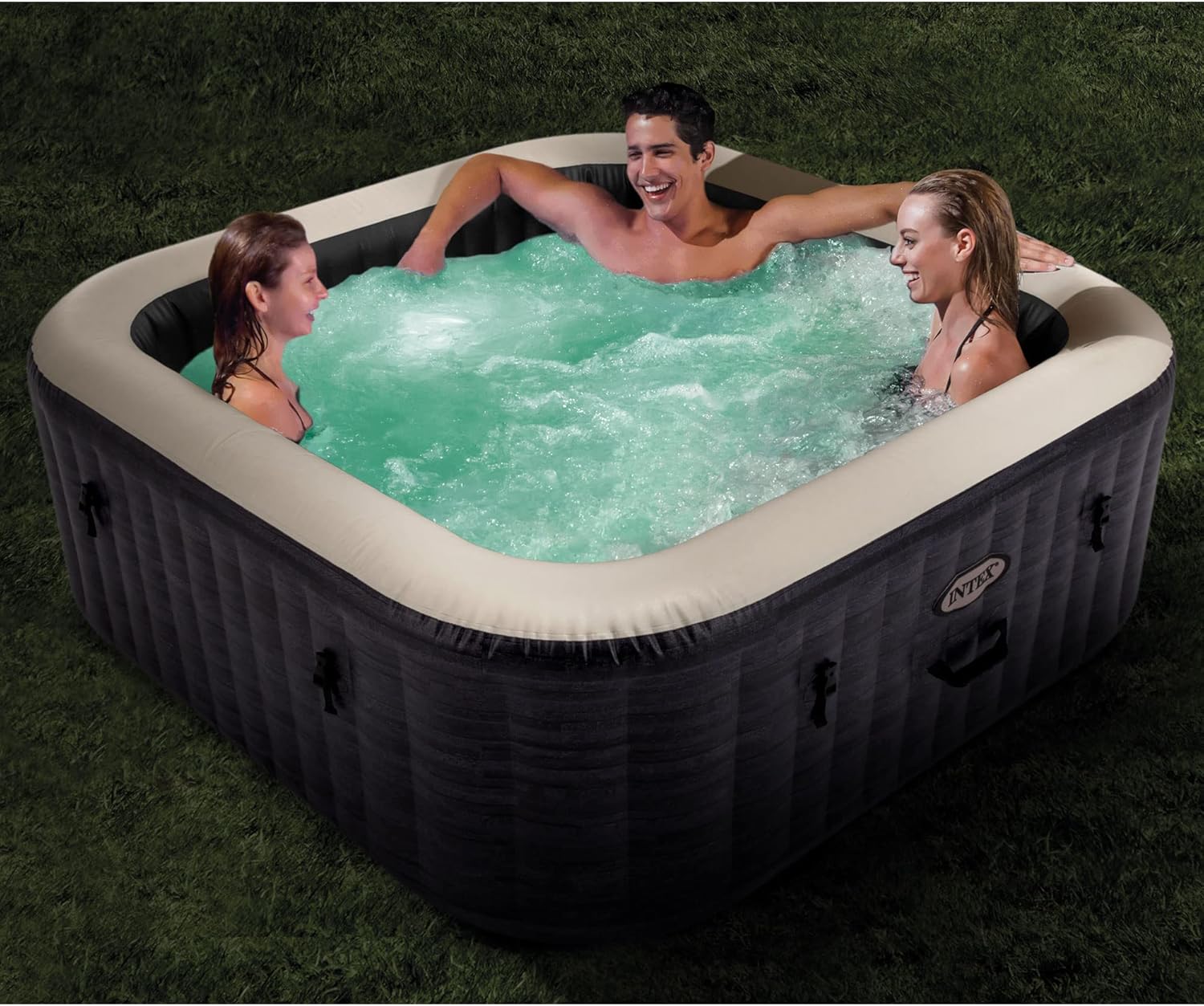 83x28" Inflatable Square Hot Tub Spa with LED Light Strip B16754