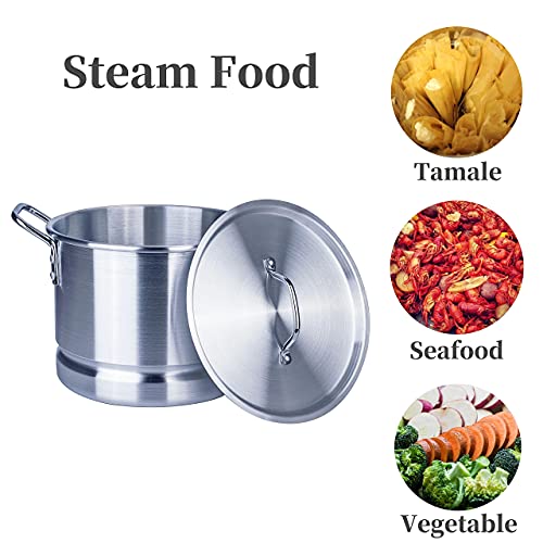 32 Quart Aluminum Tamale Steamer Pot with Steamer Rack and Tube B891504
