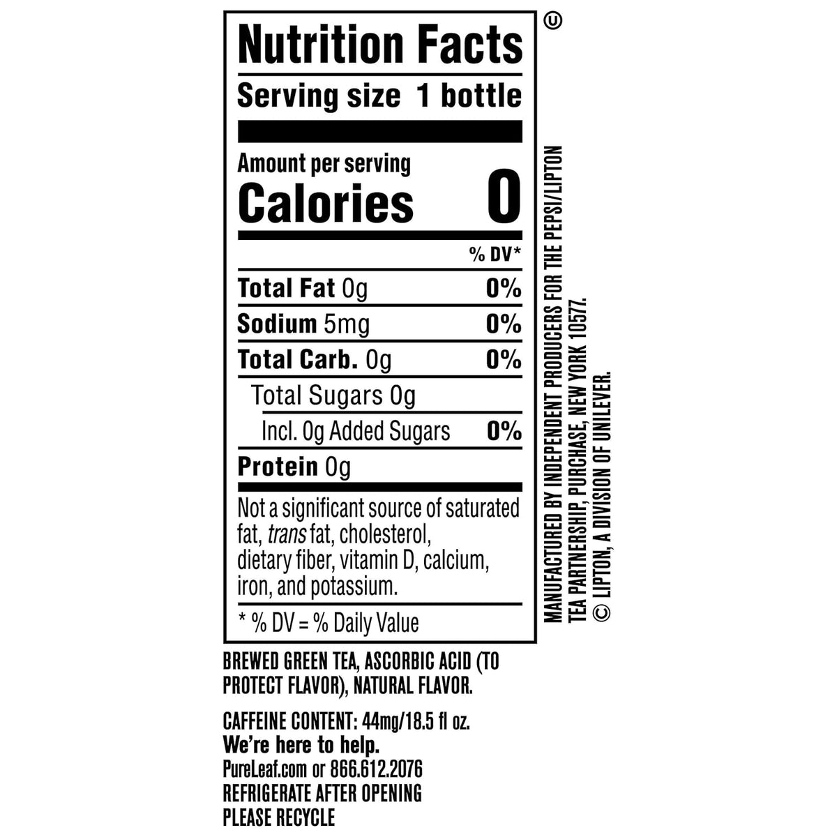 Unsweetened Green Tea, 18.5 fl oz Bottles (Pack of 12) M964