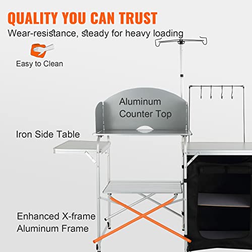 Brown Aluminum Folding Camping Kitchen Table with Storage Carrying Bag B147501