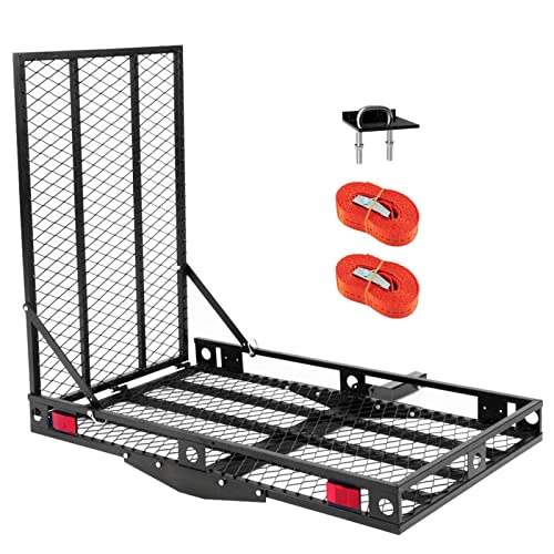 Heavy Duty Folding Hitch Cargo Carrier with Ramp, 500LBS Weight Capacity K446