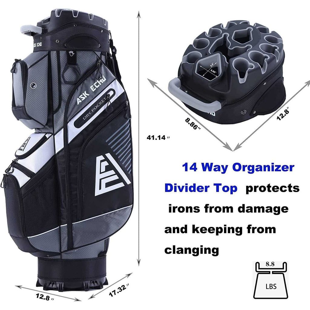 14 Way Organizer Golf Cart Bag with Rain Cover D6268