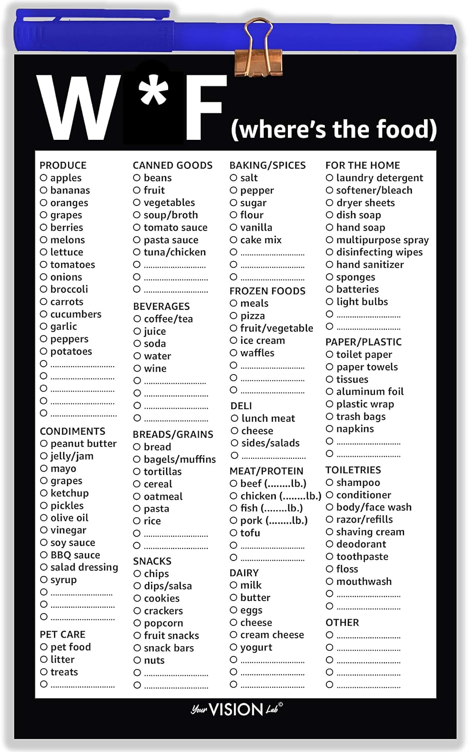 50 Sheets 8.5" x 5.5" Grocery List Pad with Fridge Magnet Q1114