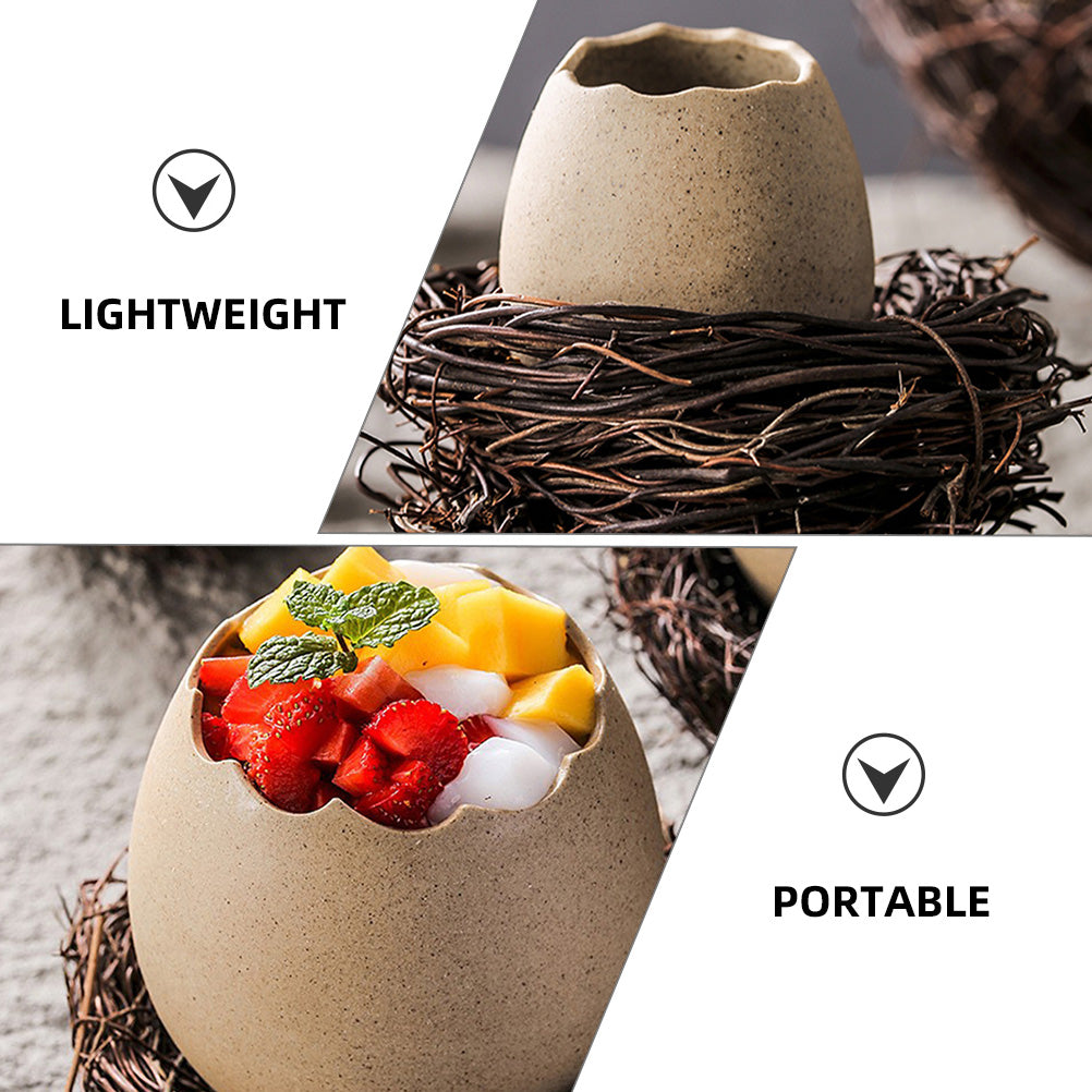 4 Sets Small Ceramic Vase Succulent Planter with Bird Nest V94560