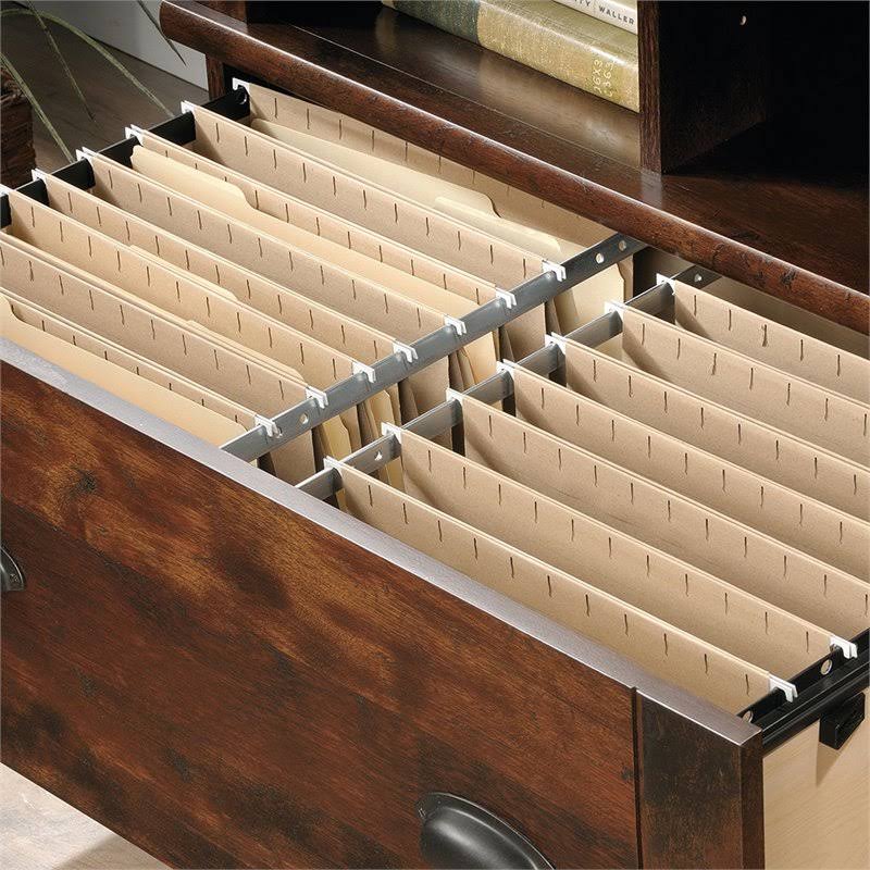 2 Piece Computer Desk with Hutch and File Cabinet Set in Cherry J2759