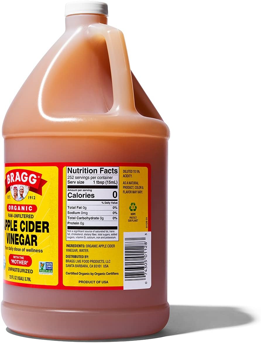 Organic Raw Unfiltered Apple Cider Vinegar 1 Gal (128oz) Liquid Q44993