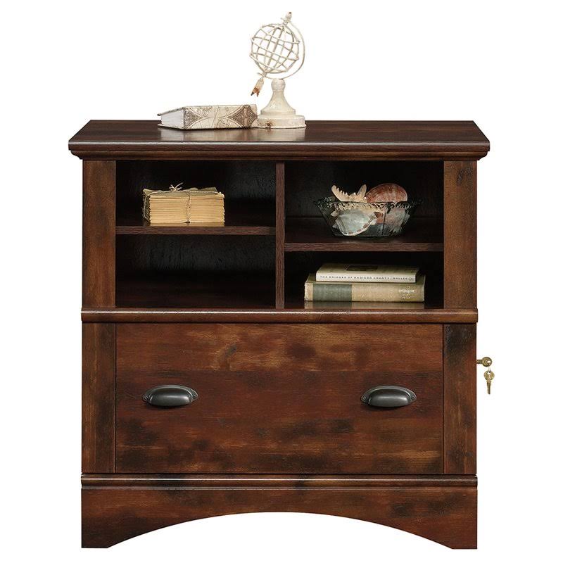 2 Piece Computer Desk with Hutch and File Cabinet Set in Cherry J2759