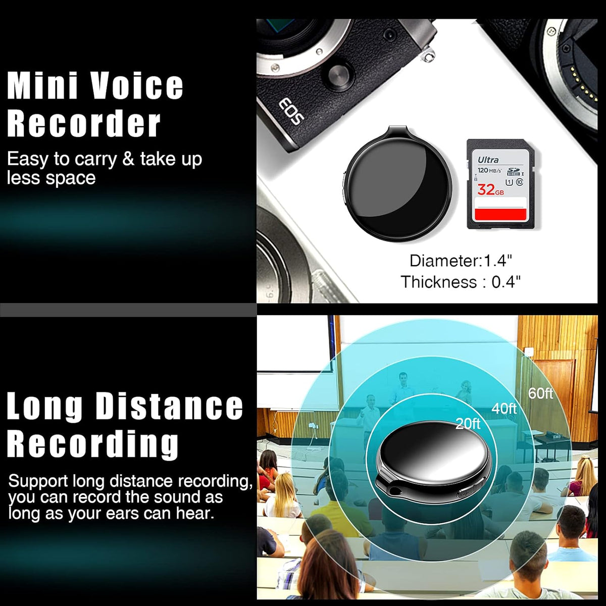 16GB Pack of 2 Slim Digital Voice Recorder J9104