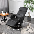 Gray Leather Swivel Recliner Chair with Adjustable Footrest I6489