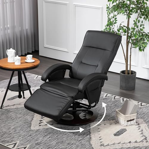 Gray Leather Swivel Recliner Chair with Adjustable Footrest I6489