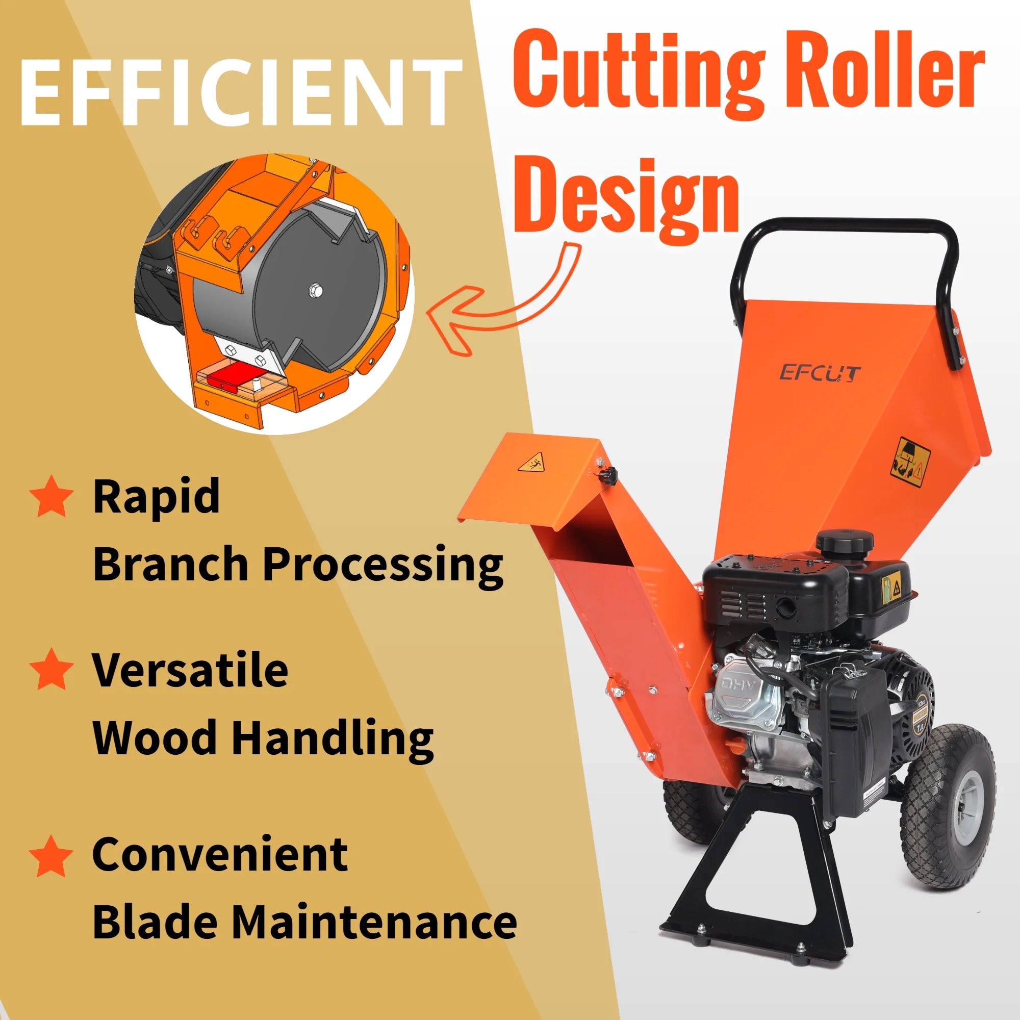 7HP Gas Powered Wood Chipper Shredder Mulcher H67477