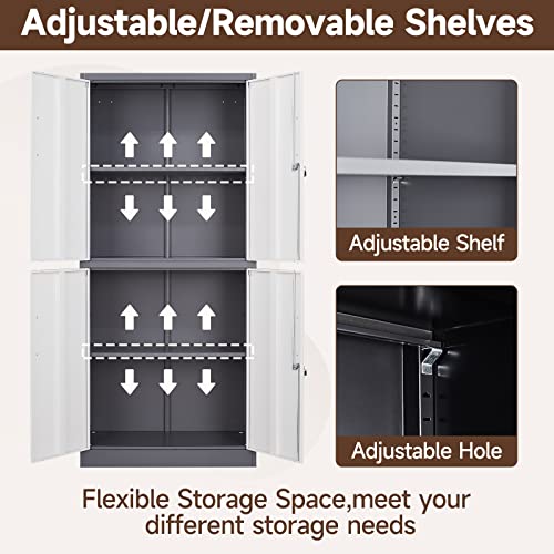 Black 72" Tall Steel Lockable Storage Cabinet with 2 Doors and 5 Adjustable Shelves A64123