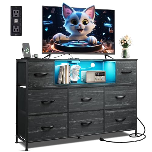 8 Drawer Fabric Dresser with LED Lights Q1778