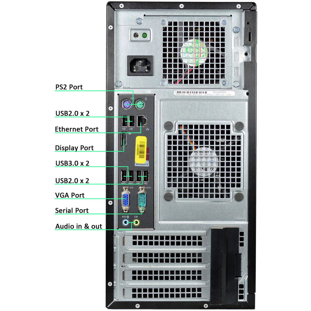 Restored Intel Core i5 16GB Ram 128GB SSD + 2TB HDD Desktop Tower PC H82957