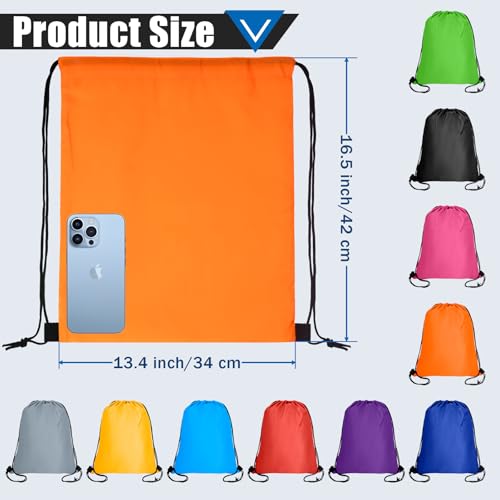 50 Pcs 10 Colors Nylon Drawstring Backpack C340120