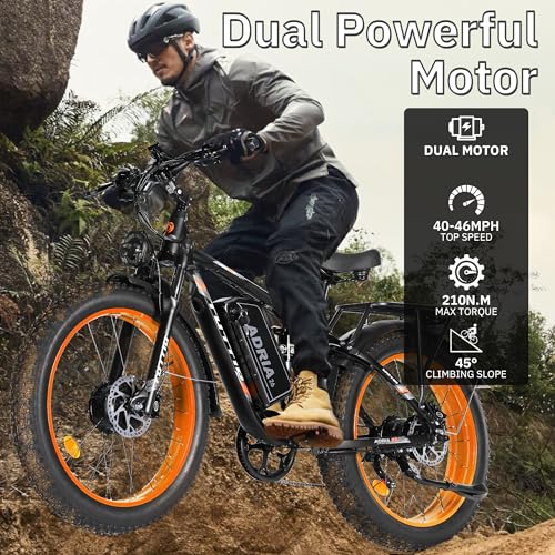 52V 30AH 26" Fat Tire Full Suspension Electric Mountain Bike L14695