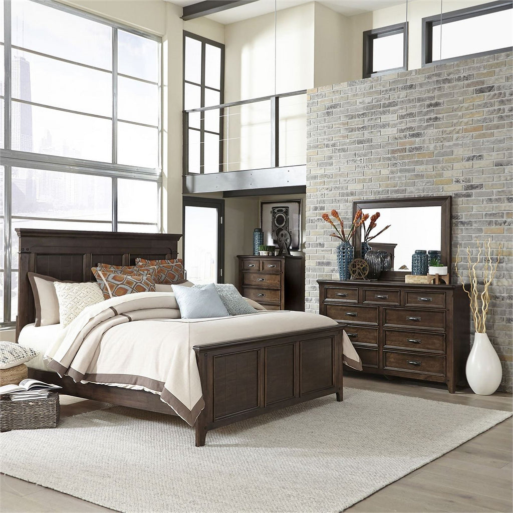 Queen Panel Bed and 9 Drawer Dresser G18072