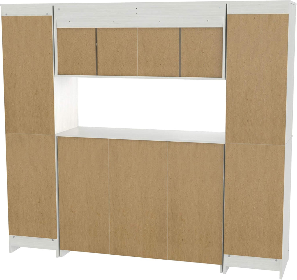 4-Piece Buffet Storage System with 2 Tall/Slim Cabinets, Washed Oak G9794