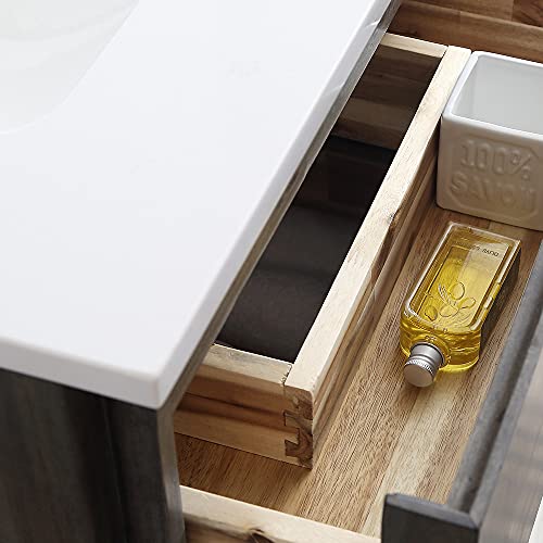 24 Inch Wall Hung Bathroom Vanity with Quartz Countertop and Ceramic Sink U193