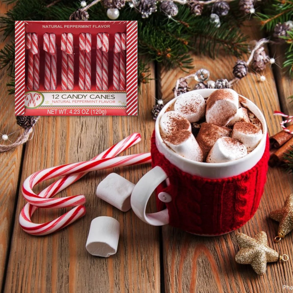 Red & White Peppermint Candy Canes Natural Peppermint Flavor 12pc Holiday Candy per Box Pack of 6 Total of 72ct G840