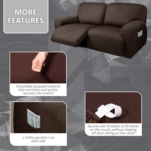 8-Pieces Dark Grey Stretch Recliner Sofa Covers Q168