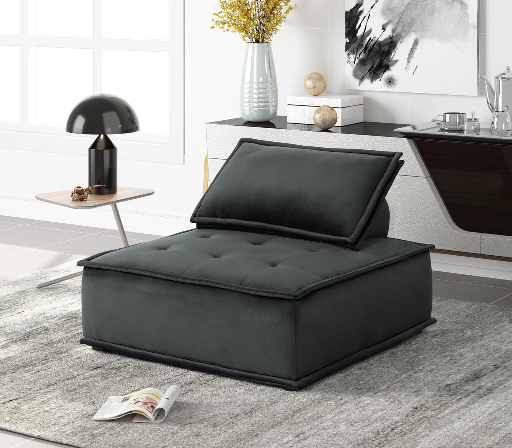 Armless Lounge Chair with Tufted Seat and Removable Cushion Cover T33876