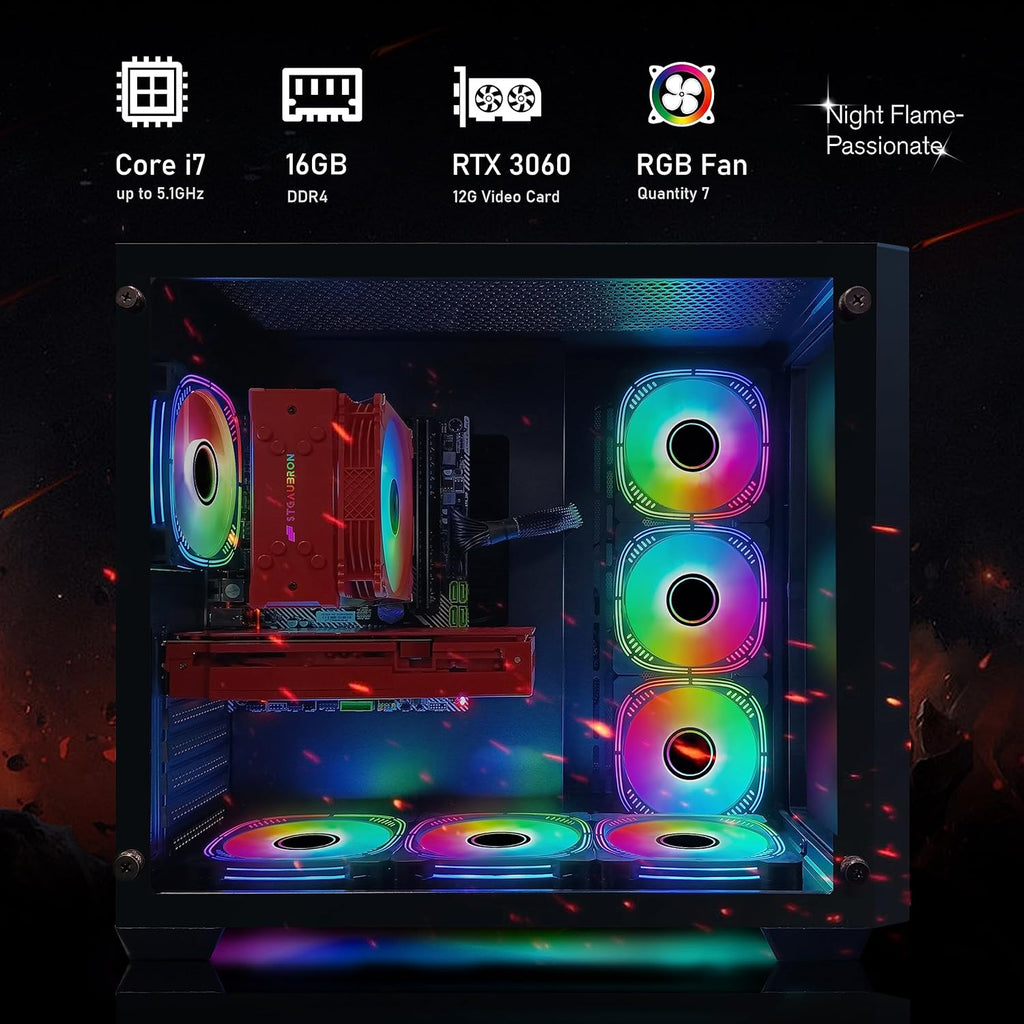 Gaming Desktop PC, GeForce RTX 3060 12G, Intel Core i7-10700KF up to 5.1G, 16G DDR4, 1T SSD, WiFi, BT 5.0 X906
