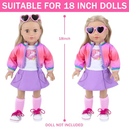 18 Inch Doll Clothes and Makeup Accessories Set with Rainbow Backpack A20017