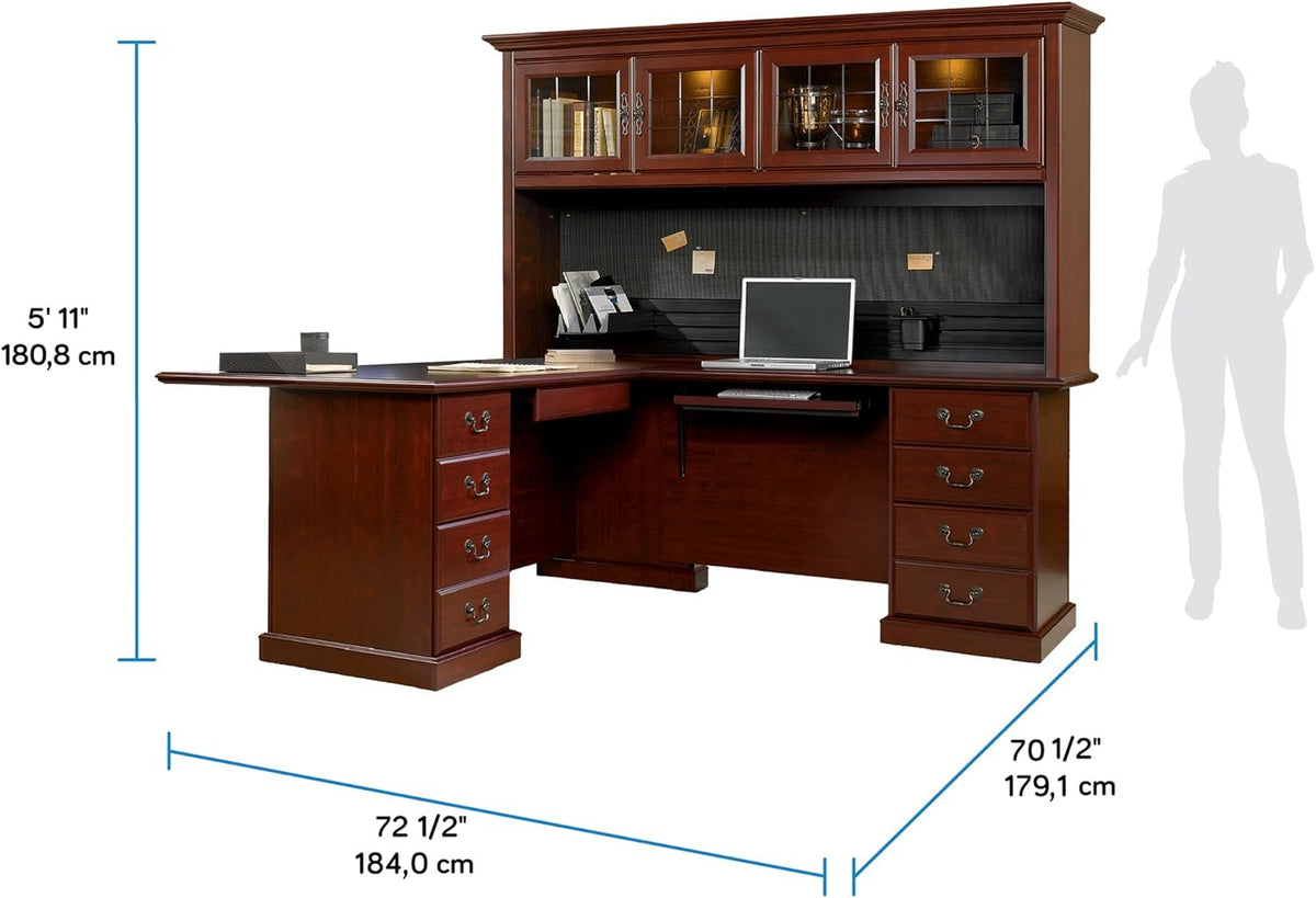 L-Shaped Desk with Hutch, Classic Cherry T781