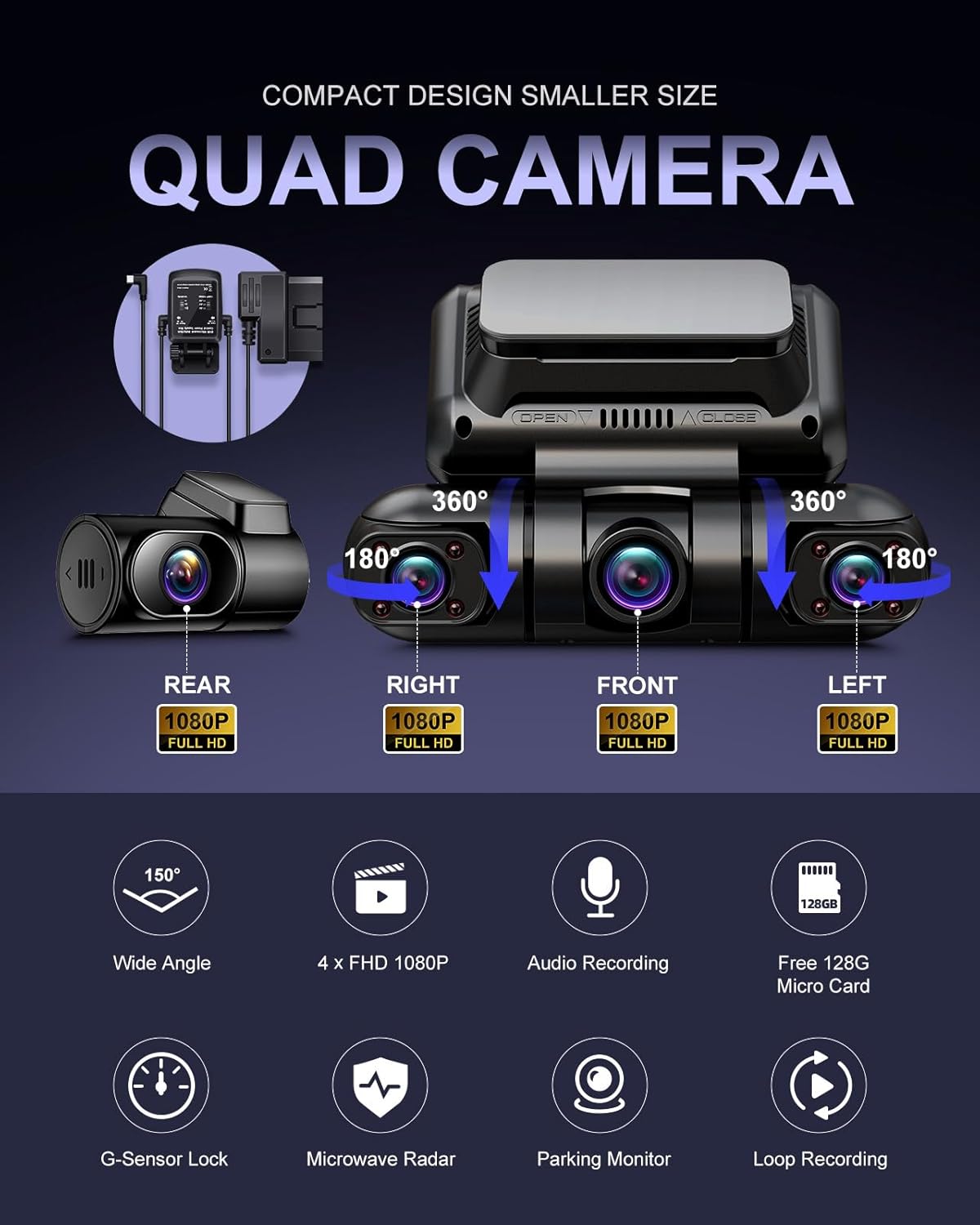 4 Channel Dash Cam with GPS WiFi X612