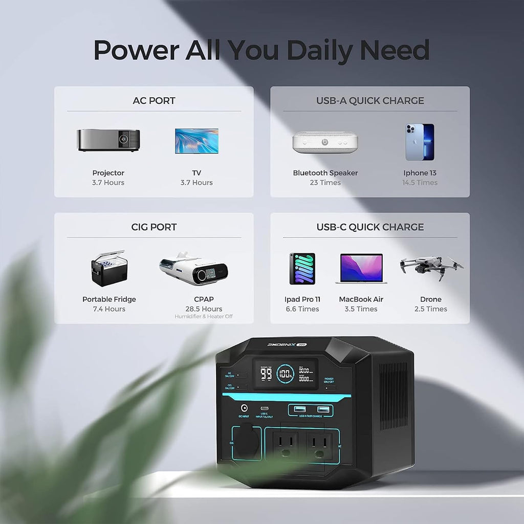 222Wh Portable Lithium Power Station with AC Outlets H3932