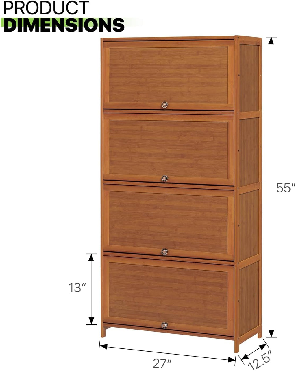 Bamboo 8 Tier Shoe Shelf Storage Rack with Flip Doors Y718089