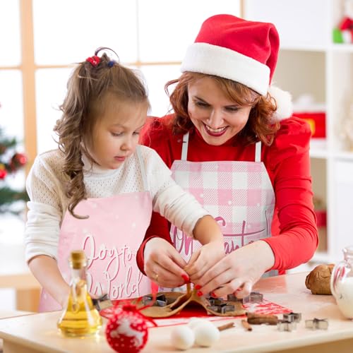 4Pcs Pink Christmas Kitchen Cooking Aprons A64332