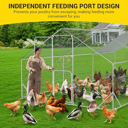 Large Metal Chicken Coop with Waterproof Cover 9.8 x 13.1 x 6.6ft H280
