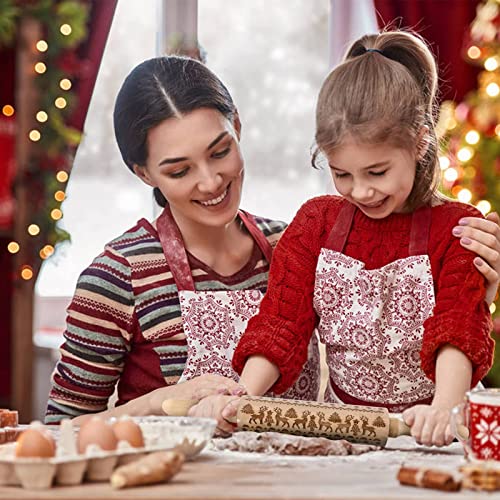 4Pack Christmas Wooden 3D Rolling Pins Embossed L591