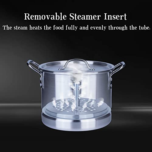 32 Quart Aluminum Tamale Steamer Pot with Steamer Rack and Tube B891504