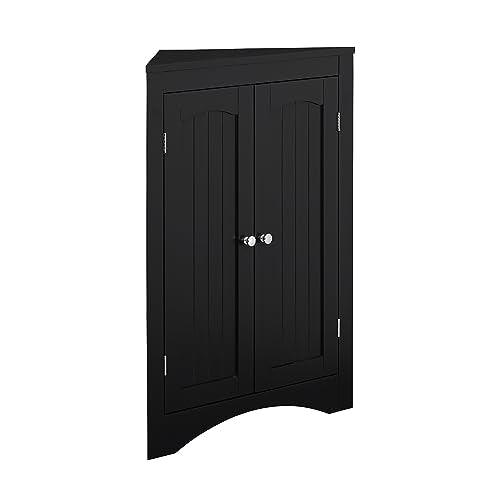 Black Corner Storage Cabinet with 2 Doors C43107